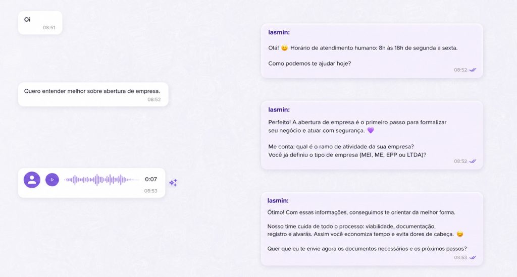 Ia de autoatendimento em CRM para contadores